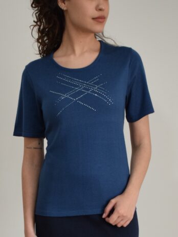 Μπλούζα βαμβακερή με στρας